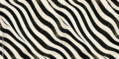 Abstract black and white zebra stripe pattern design on a plain background Vector