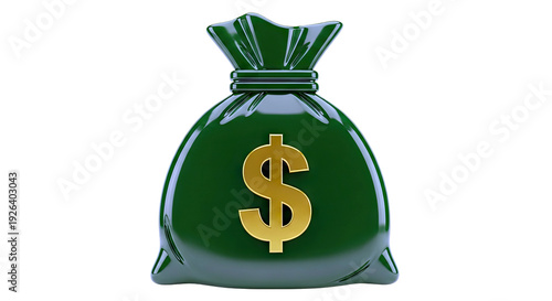 Green Money Bag with Gold Dollar Sign
