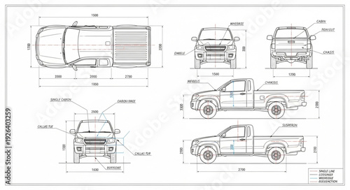 Technical Drawing of Vehicle Design.