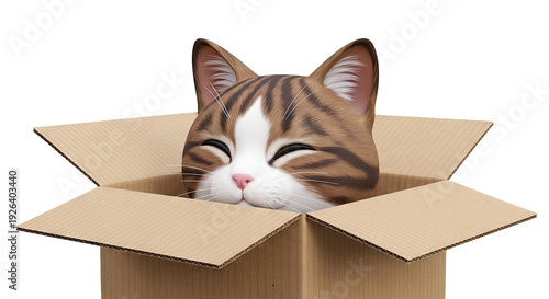 Cute cat peeking out of a cardboard box