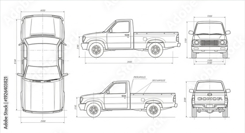 Technical Drawing of SUV Vehicle.
