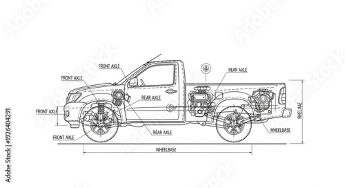 Technical Drawing of Truck Dimensions.