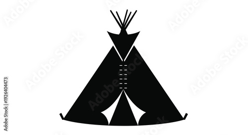 Black silhouette of a traditional native american teepee silhouette