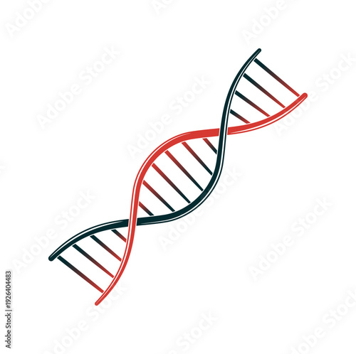 Black and red DNA helix without background