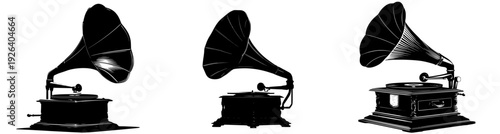 Elegant Melodies of Antiquity: A Silhouette of a Gramophone and Horn