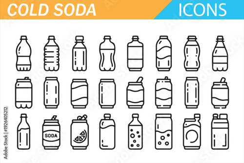 Fizzy Drink Packaging Icons Minimal Vector Pack