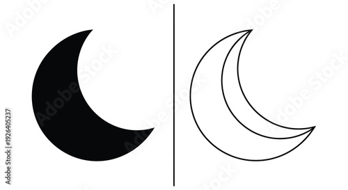 Two crescent moons one solid and one outlined a striking silhouette