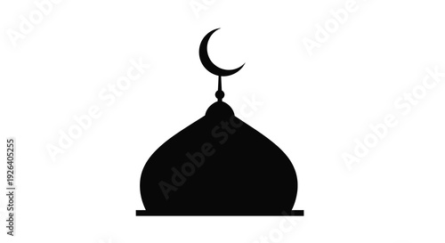 Islamic mosque and crescent moon design a striking silhouette