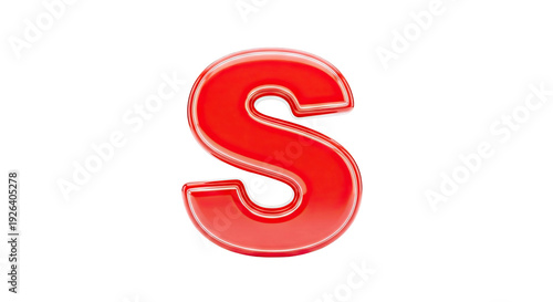 3D Red Letter S on White Background