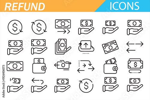 Banking and Refund Icons Minimal Vector Pack for Ecommerce