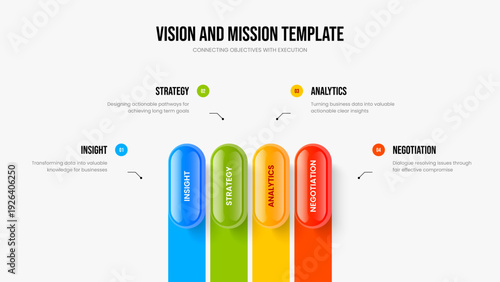 Sales Report Four Element Infographic Slide Template. Financial Introduction 4 Option Diagram Presentation Design. Professional Insight Slideshow Layout Vector Illustration.