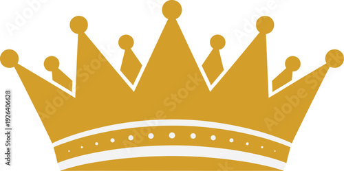 Golden royal crown icon illustration, luxury king queen tiara symbol, elegant monarchy emblem design isolated on white background, flat vector graphic for branding