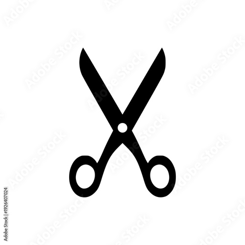Simple Black Scissors Icon for Tailor or Hairdresser
