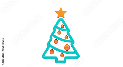 Stylized Christmas Tree with Ornaments and Star