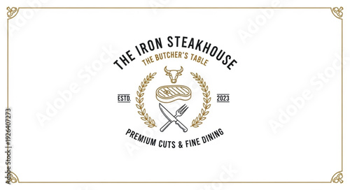 The Iron Steakhouse Restaurant Logo Design.