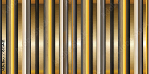 Abstract geometric pattern of vertical golden bars with reflective surfaces Vector