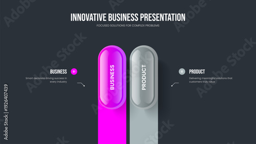 Consulting Solution 2 Option Diagram Presentation Design. Visual Campaign Slideshow Layout Vector Illustration. Company Planning Two Element Infographic Slide Template.