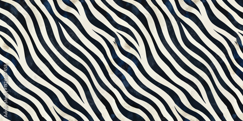 Abstract geometric pattern resembling zebra stripes in bold black and white contrast Vector