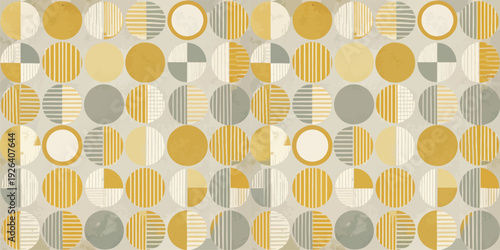 Abstract geometric pattern with circles and squares in warm and neutral tones Vector