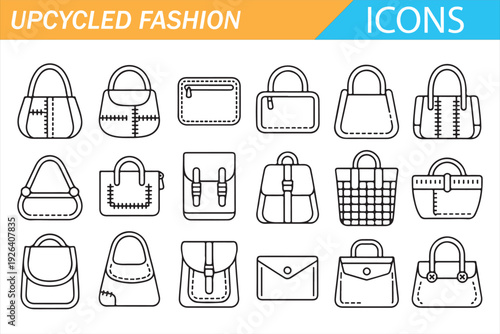 Modern Upcycled Bag Icons for Retail and Boutique Design