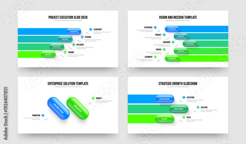 Market Strategy Four Five Two Three Element Infographic Presentation Layout Vector Illustration Set. Financial Forecast 4 5 2 3 Option Diagram Slide Template Collection.