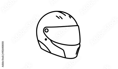 Modern Racing Helmet Motorsport Line Icon Monochrome Vector Illustration