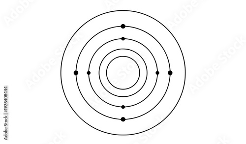 Solar System Planet Orbit Around Sun Minimal Line Art Vector Illustration