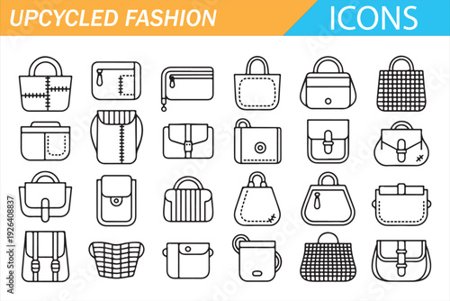 Minimal Sustainable Handbag Icons for Eco Branding Projects