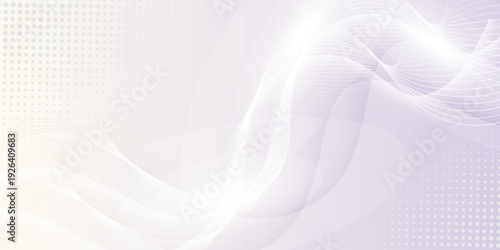 Futuristic white abstract background with glowing wave. Shiny moving lines design element. Modern white gradient flowing wave lines. Technology concept.