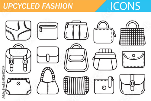 Sustainable Bag and Purse Icons Modern Outline Vector Pack