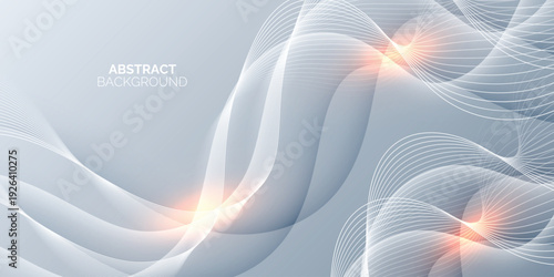 Grey white abstract background with flowing particles. pattern. For minimal design and modern templates. Futuristic concept.