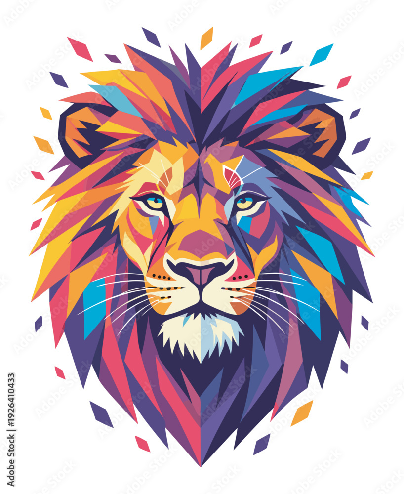 Fototapeta premium Geometric Lion Head Vector Illustration.