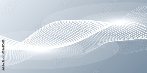 Grey white abstract background with flowing particles. pattern. For minimal design and modern templates. Futuristic concept.