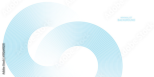 Abstract minimalist background with concentric circular lines. Modern shiny blue circle lines pattern. Futuristic concept.