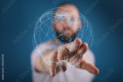 Person interacts with a dig...