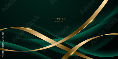 green abstract background design with elegant golden elements vector illustration
