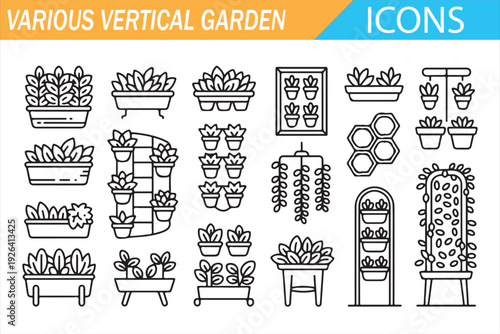 Urban Vertical Garden Icons Collection for Balcony and Wall Plant Design