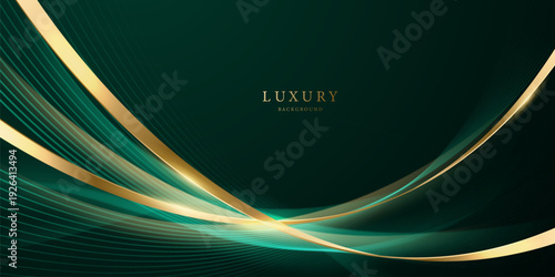 green abstract background design with elegant golden elements vector illustration