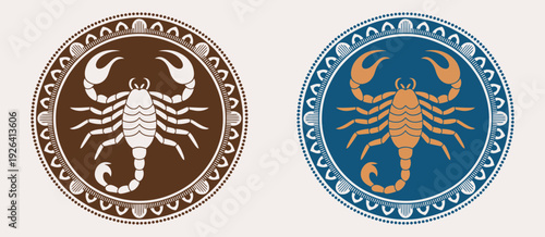 Scorpion Label Belt Buckle Old West Cowboy Style Tag Design, Vintage Western Symbol, Stylized Silhouette Vector Artwork