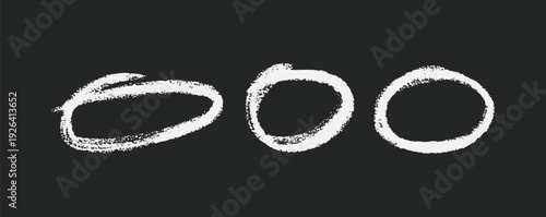 Set of chalk hand drawn circles. Abstract vector elements for text highlighting and design.