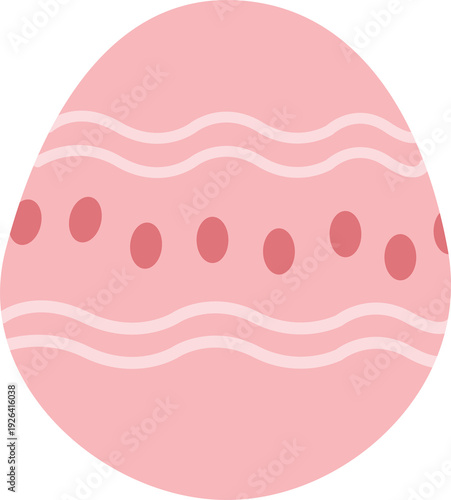 Pink Scandinavian Easter Egg with Minimal Doodle Pattern, Nordic Spring PNG Clipart