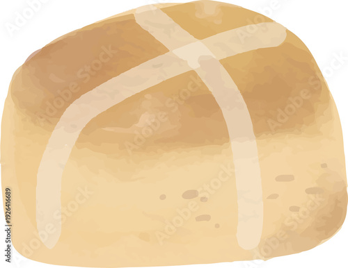 Hot Cross Buns Easter Watercolor Illustration Isolated
