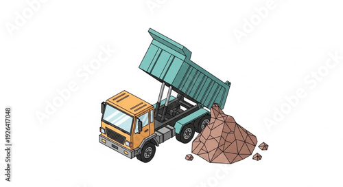 Toy Dump Truck Unloading Soil.