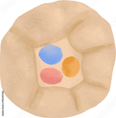 Cross Bread with Bunny Head Watercolor Illustration