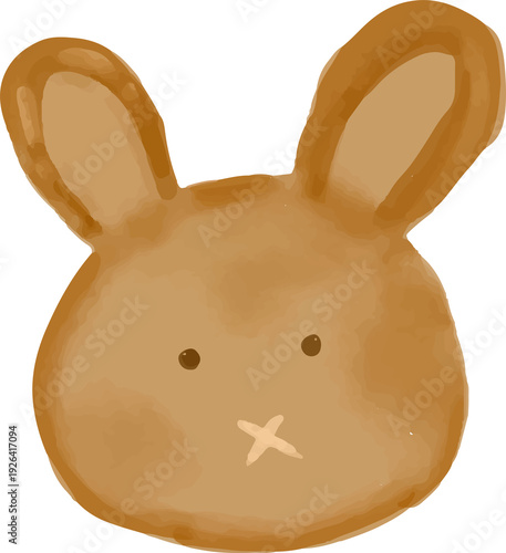 Easter Bunny Bread Watercolor Illustration Isolated