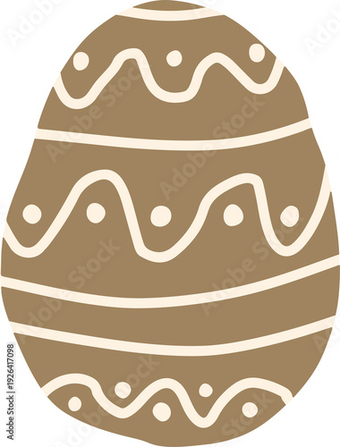 Scandinavian Brown Easter Egg Minimalist Nordic Style Illustration