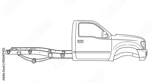 Tow Truck Outline Side View.