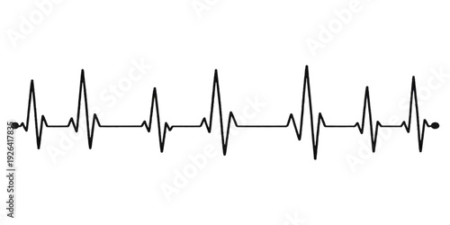 A medical vector illustration featuring a healthy heart rate pulse wave on an EKG monitor, displaying a cardiology electrocardiogram graph line for healthcare technology