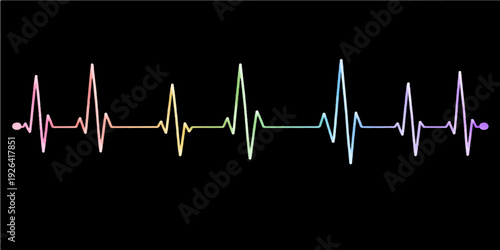 A digital medical cardiogram illustration featuring a blue sound wave vector pattern that mimics a heartbeat pulse on a healthcare monitor for hospital technology and diagnostic health tracking