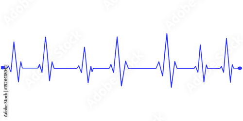 A vibrant medical illustration of a healthy heart rate frequency displayed as a red EKG cardiogram pulse line on a digital monitor for cardiology technology and healthcare monitoring